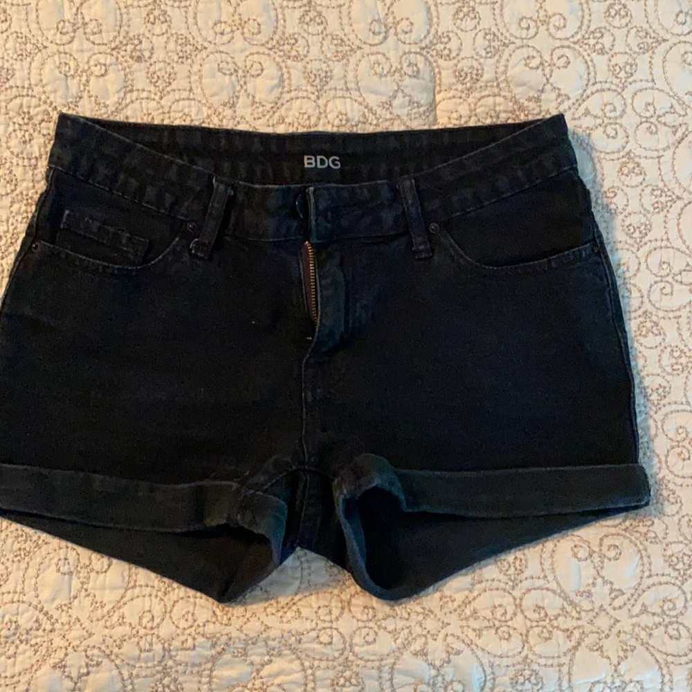 Black BDG mid rise jean shorts